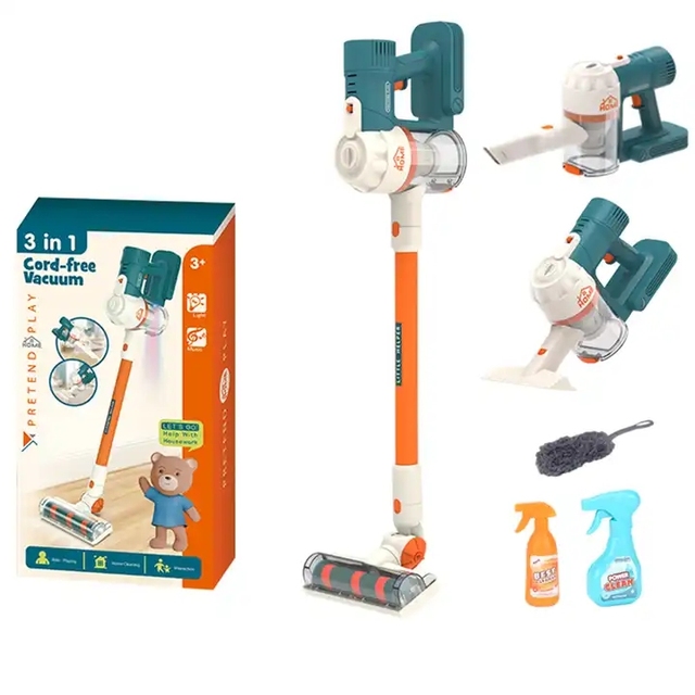 3 in 1 Super Power Mini Cordless Wireless Robot Vacuum Cleaner Toy for Kids Pretend Play
