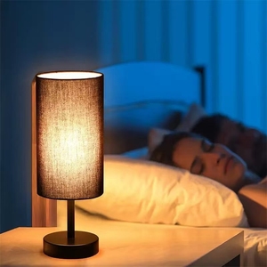 Vendita in fabbrica porte usb touch control in ferro dimmerabile <span class=keywords><strong>paralume</strong></span> in tessuto di base accanto alla lampada da tavolo per camera da letto comodino - Product Image 3