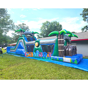 Nhiệt đới Inflatable thương mại Nhà bị trả lại trượt Combo Rừng Nhiệt Đới chướng ngại vật Bouncer và trượt Combo - Product Image 2