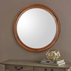 <b>Round</b> Solid Wooden <b>Wall</b> <b>Mirror</b> Modern Minimalist Decorative Accent <b>Mirror</b> for Living Room Bedroom Entryway Bathroom - Product Image 4