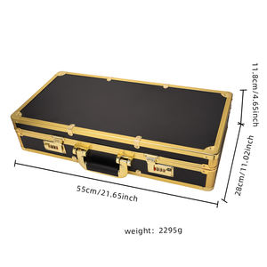 Outils de barbier en aluminium portables de haute qualité valise Salon <span class=keywords><strong>mallette</strong></span> de beauté mot de passe étui de barbier en or - Product Image 6