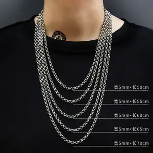 Stylish Texture Smooth Casting With Chain Ring Single Chain Men Titanium Steel Necklace Pendant With Chain