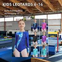 Justaucorps de danse personnalisé à manches longues pour filles, haut de danse de ballet extensible et respirant, tenue d'entraînement de gymnastique