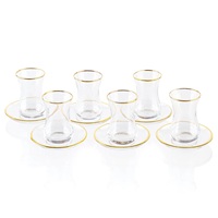Ensemble de tasses et soucoupes en verre transparent personnalisables en gros, également disponibles en or ou en argent, pouvant servir de tasses à eau, à thé, à vin, à café, etc.