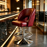 Tabouret de bar pivotant en cuir PU noir, hauteur réglable, chaise de bar commerciale pour hôtel, restaurant, pub, vente en gros