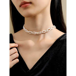 Collar de Perlas de Agua Dulce Naturales para Mujer, Diseño de Doble Capa con Cuentas de Arroz, Accesorio para Vestido Francés, 34 cm, WENCHI 2025, Nuevo y Popular - Product Image 5