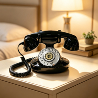 Téléphone fixe vintage OEM ODM, téléphone rétro antique, téléphone de bureau décoratif à cadran rotatif noir
