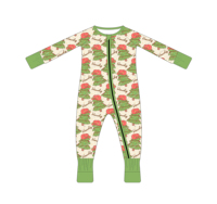 Combinaison à fermeture éclair en bambou imprimé sapin de Noël pour bébé, barboteuse avec pieds intégrés, tenue de nuit pour nouveau-né