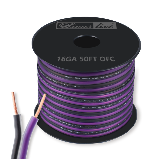SINUSLIVE 16 Gauge Speaker Wire OFC Car Audio Speaker Cable PVC Copper Wire Frosted Flexible Transparent Speaker Cable Wire
