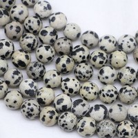 Perles en vrac de jaspe dalmatien naturel, directement de l'usine, marque HX, pour la fabrication de bijoux DIY, pierre noire tachetée, fournitures de gros