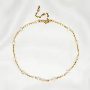 Perles De Rocaille de mode Naturel D'eau Douce Perles bohême Collier Ras Du Cou