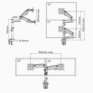 Support de bureau pour écran LCD/TV de 22 à 32 pouces NORTH BAYOU NB H180 FP-<span class=keywords><strong>2</strong></span> avec bras double articulé à ressort à gaz - Product Image 6