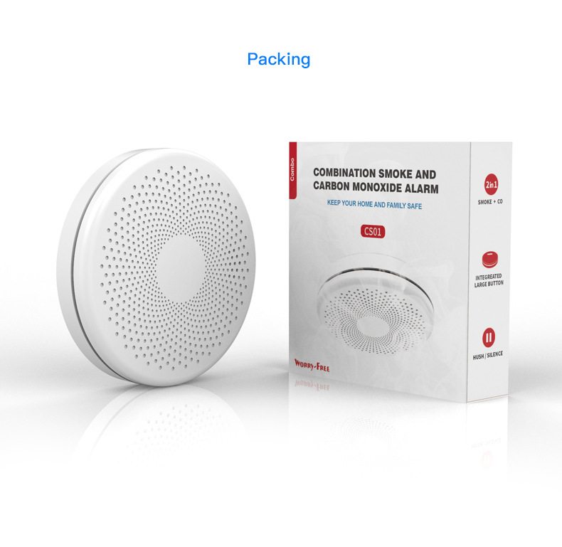Tuya WiFi Smart CO and Smoke Alarm Detector 2 in 1 Combination alarm sound 85dB Wifi Smoke and Carbon Monoxide Alarm Detector