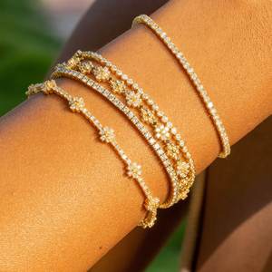 Di alta qualità placcato <span class=keywords><strong>oro</strong></span> dei monili di modo alla moda delle donne di disegno <span class=keywords><strong>sottile</strong></span> cz <span class=keywords><strong>bracciale</strong></span> tennis - Product Image 4