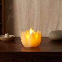 Bougie électronique LED Lotus Bougie de nuit en plastique sans fumée et sûre Lanterne Festival Halloween Ramadan Prière Célébration Fête