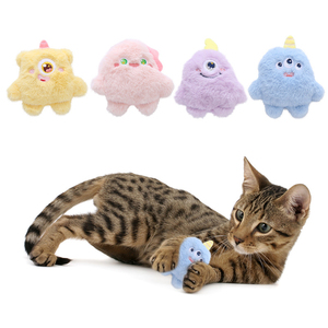 Jouet pour chat en peluche monstre de dessin animé mignon, avec catnip, bruit froissé, doux et moelleux, pour chatons, jeu interactif, sifflet, catnip naturel - Product Image 5