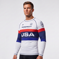 Rashguard de compression pour homme USA, manches raglan, doux pour la peau, extensible dans 4 directions, UPF50+, pour le canoë et le rameur
