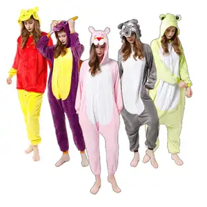 Özelleştirilmiş toptan NLM 2024 pijama pajama noel karikatür ayı peluş Cosplay pijama pazen hayvan kostüm pijama