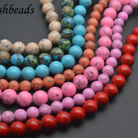 Perles rondes en pierre turquoise multicolores de 4 mm/6 mm/8 mm/10 mm/12 mm pour la fabrication de bijoux