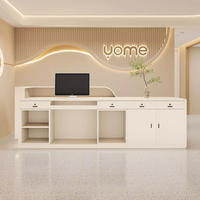 Bureau de réception lumineux LED octogone MDF personnalisé pour musée de la technologie Salon de beauté crème bureau commercial haut de gamme