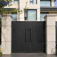 Portail moderne en aluminium avec éclairage LED, portail d'entrée automatique pour allée, porte de sécurité extérieure