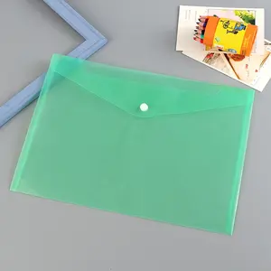 Custom Printed Plastic PP A4 Transparent Envelope Pocket Wallets School Folder Document Clear File Bag With Snap Button