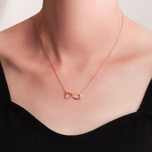 Collana Romantica con Ciondolo a Forma di 8 Infinito, Amuleto Portafortuna in Acciaio Inossidabile con Zirconi per Donne - Product Image 2