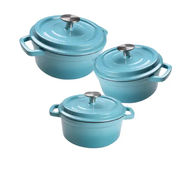 3pcs enamel pot set cast iron