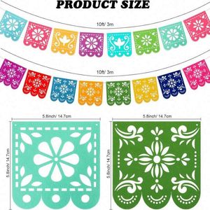 Guirnaldas de Fieltro Cuadradas del Día de Muertos Mexicano, Guirnaldas de Papel Picado de Plástico, Banderas Decorativas para Fiestas de Carnaval Transfronterizas - Product Image 4
