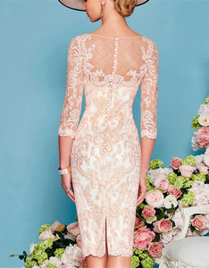 Mumuleo Abito da Cerimonia per la <span class=keywords><strong>Madre</strong></span> della Sposa in Chiffon con Giacca al Ginocchio e Maniche a 3/4 in Pizzo per Invitati a Matrimoni e <span class=keywords><strong>Madre</strong></span> dello Sposo - Product Image 5