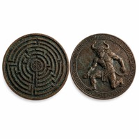 Pièce commémorative personnalisée 3D en relief de Minotaure dans le Labyrinthe, en bronze antique, pièce de défi sur le thème du mythe grec, pour cadeau de luxe