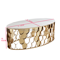 Table basse en marbre de luxe ronde en or écailles de poisson en acier inoxydable pour la maison hôtel salon table basse meubles