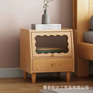Wooden bedside table, cross-border creative home <b>small</b> storage <b>cabinet</b>, solid wood double-layer bedroom bedside table - Product Image 5