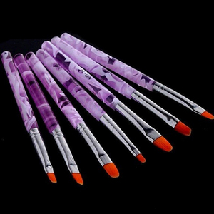 7Pcs Acrylic Handle Nail Art Brush <b>Set</b> Round Tip <b>Crimped</b> Ferrule UV Gel Painting Pens for Manicure - Product Image 1