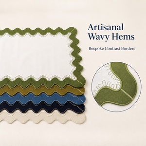 Classic Embroidered 100% <b>Linen</b> European Style Rectangle Handmade Machine Washable Customizable Colors Table Decoration Beige - Product Image 5