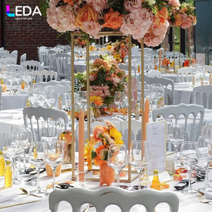 LEDA Luxury High Quality Events Decor Gold Flower <b>Stand</b> Stainless Steel Square Metal <b>Backdrop</b> for Wedding - Product Image 4