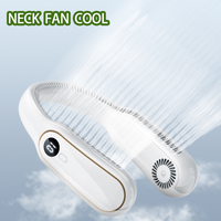 Ventilateur de cou portable USB mains libres, puissant, pour voiture et extérieur, 1500 mAh, volume d'air 360°, refroidissement silencieux, matériau antidérapant, longue autonomie