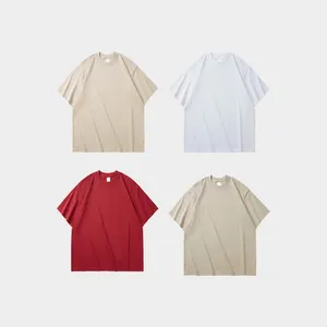 SHSH 340G individueller Großhandel Herren einfarbige T-Shirts Logo Marke lockeres Unisex übergroßes Off-Schuulder-T-Shirt