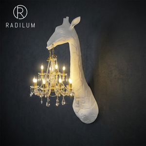 Applique Murale Lampe Chandelier en Métal, Fibre de Verre et Cristal, Design Moderne et Créatif, Thème Animalier, pour Salon et Hôtel, Vente en Gros Directe Usine - Product Image 1