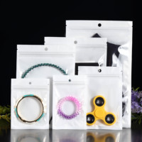 Pochette transparente refermable en CPP+OPP PE laminé, résistante à l'humidité, avec trou de suspension, trois côtés scellés, pour le stockage de collations, de bonbons et de fruits secs