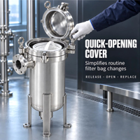 Système de filtration à sacs en acier inoxydable industriel efficace, grande surface de filtration pour un débit rapide