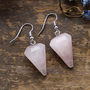 Boucles d'oreilles pendantes en forme de pyramide en améthyste naturelle pour un usage quotidien, origine Jinhua - Product Image 4
