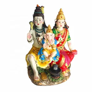Religious Items Shiva Parvati Ganesha Family Idol Buddha Statue Resin Hindu Deity for Home Decor