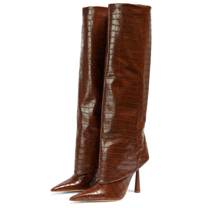 Leather Fashion Botas De Dama Shoes Stiletto Heel Knee High Women's <b>Boots</b> - Product Image 2