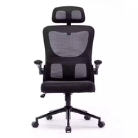 Chaise de bureau ergonomique moderne de haute qualité, réglable en hauteur, avec dossier haut, assise pivotante en mousse et base 5 étoiles, en maille noire