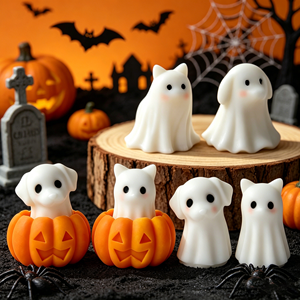 Stampo in Silicone Premium Riutilizzabile per Torte a Tema <span class=keywords><strong>Halloween</strong></span> (Fantasma, Gatto, Cane, Zucca) per Pasticceria Domestica e Candele Aromatiche - Product Image 4