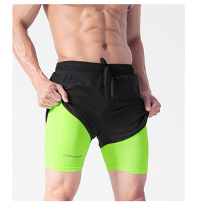Celana Pendek Olahraga 2 in 1 untuk Lari, Pantalones Cortos Para Hombre Deportivos Para Hombre, Celana Pendek Olahraga Atletik Nylon untuk Pria - Product Image 2
