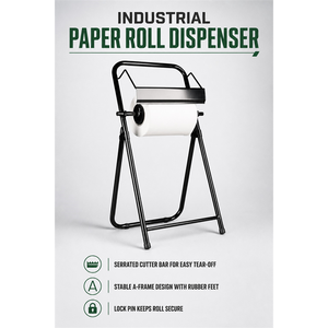 Dispensador de Toallitas Personalizado JH-Mech <span class=keywords><strong>Proworks</strong></span>, Resistente, Ahorra Espacio, Metálico con Recubrimiento en Polvo Negro, Soporte de Piso para Rollos de Papel - Product Image 3