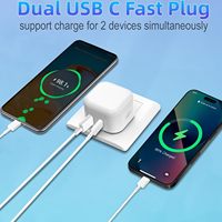 Chargeur rapide USB-C PD 21,5 W avec câble Type-C, protection QC3.0 OTP/OVP, pour appareil photo, téléphone portable, montre connectée, prise EU/UK/US/AU