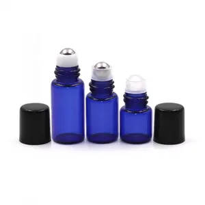 Vacío de alta calidad, 1ml, 2ml, 3ml, 5ml, aceite esencial azul, aceite de labios, rollo en botella de Perfume de vidrio